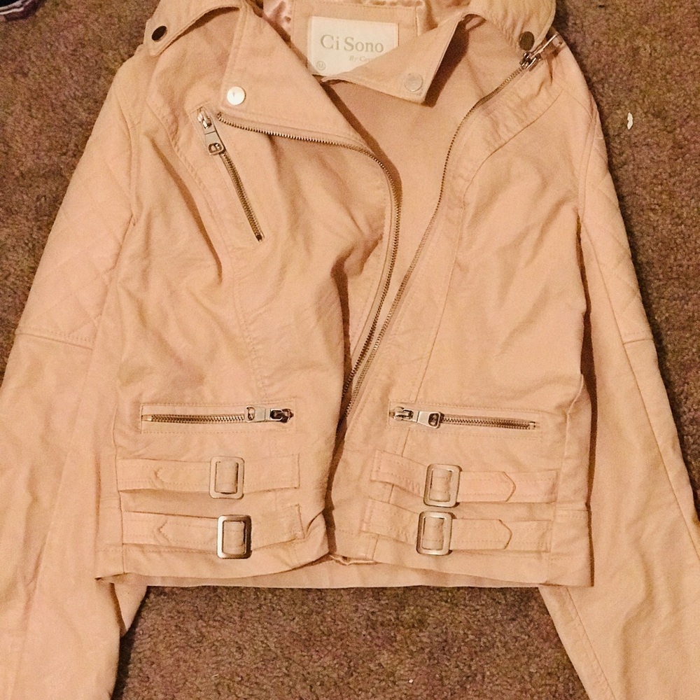 Ci Sono By Cavalini Pink/Salmon leather jacket